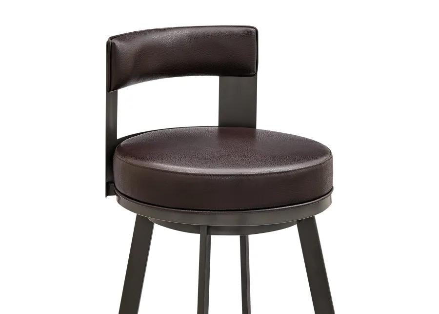 Flynn 26" Swivel Counter Stool in Brown Metal with Brown Faux Leather