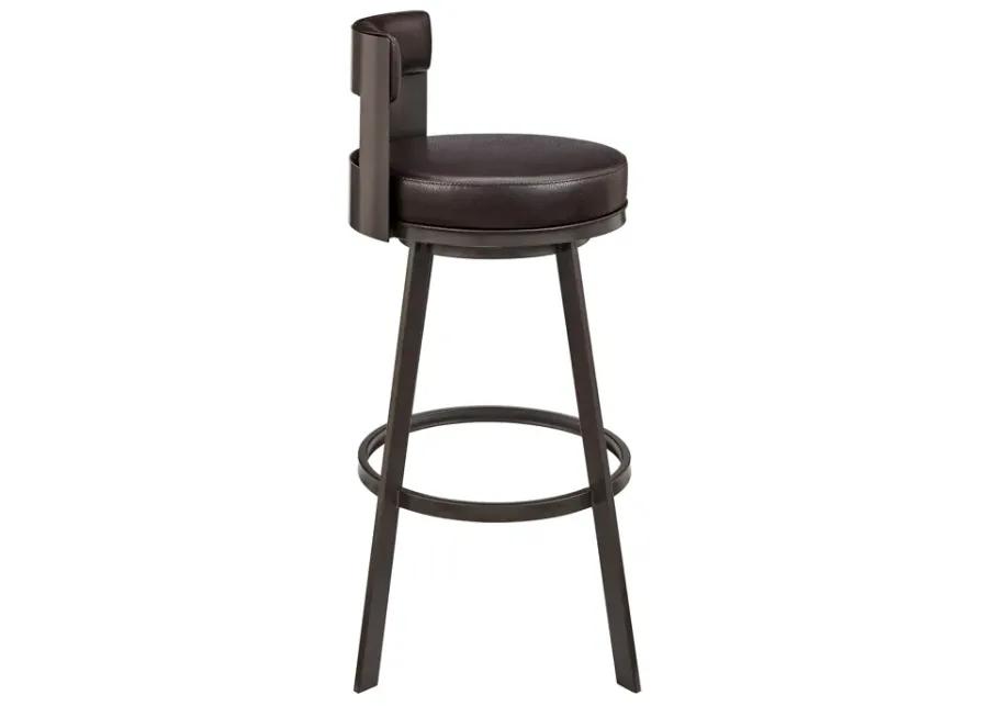 Flynn 26" Swivel Counter Stool in Brown Metal with Brown Faux Leather