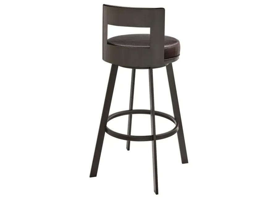 Flynn 26" Swivel Counter Stool in Brown Metal with Brown Faux Leather