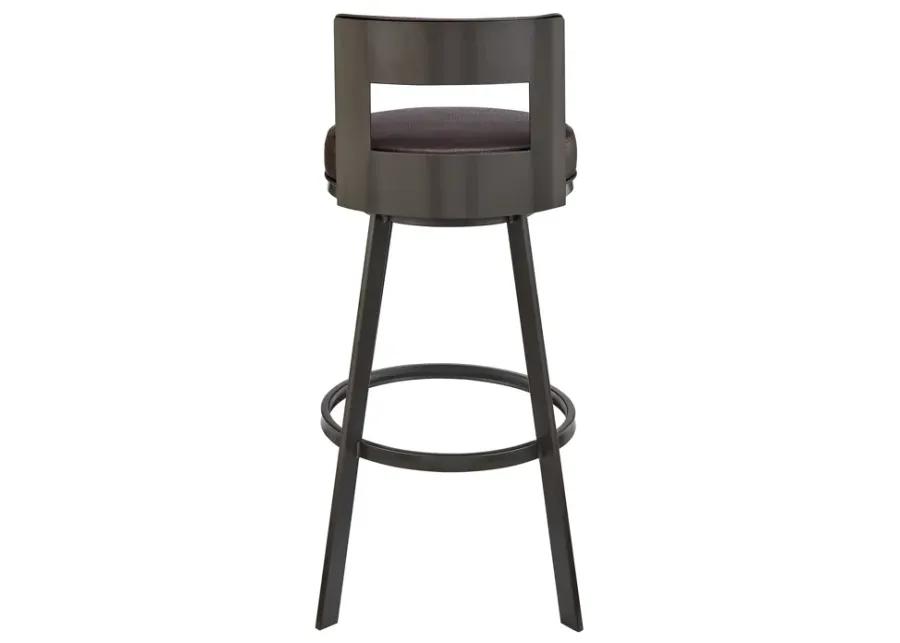 Flynn 26" Swivel Counter Stool in Brown Metal with Brown Faux Leather