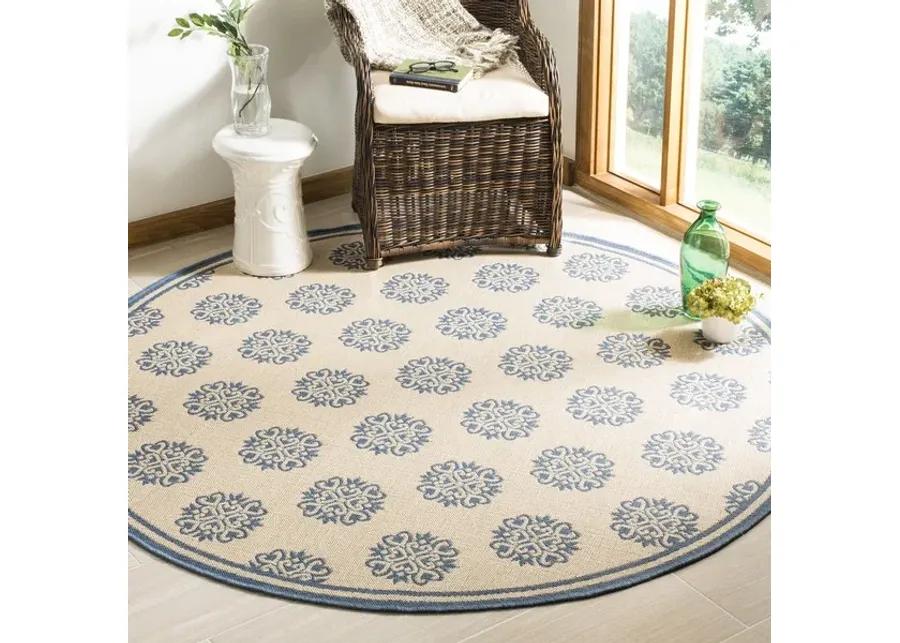 LINDEN 181 Collection LND181M-6R Blue / Creme 6'-7" X 6'-7" Round