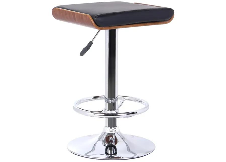 Java Barstool in Chrome finish with Walnut wood and Black Faux Leather