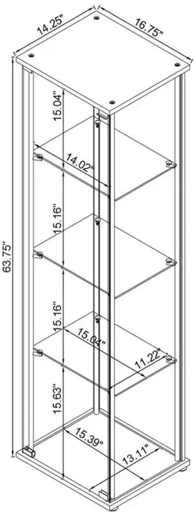 Bellatrix Rectangular 4-shelf Curio Cabinet Cappuccino and Clear