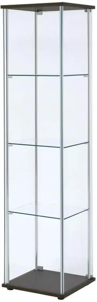 Bellatrix Rectangular 4-shelf Curio Cabinet Cappuccino and Clear