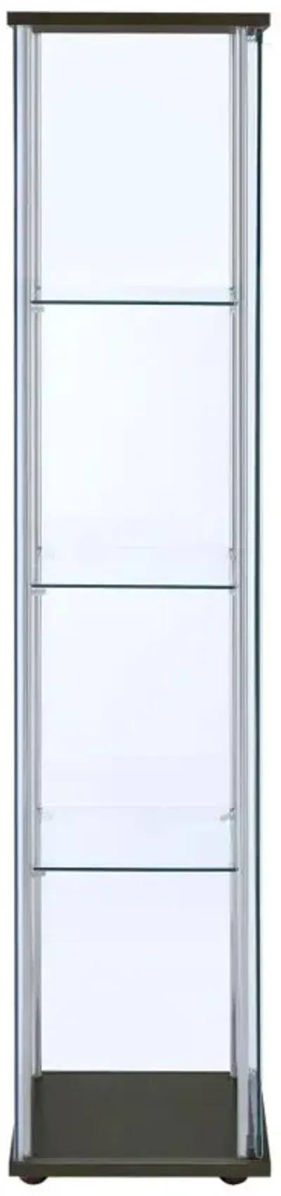 Bellatrix Rectangular 4-shelf Curio Cabinet Cappuccino and Clear