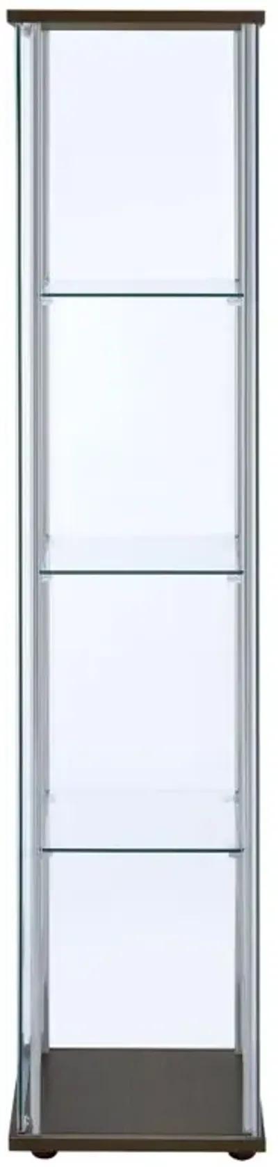 Bellatrix Rectangular 4-shelf Curio Cabinet Cappuccino and Clear