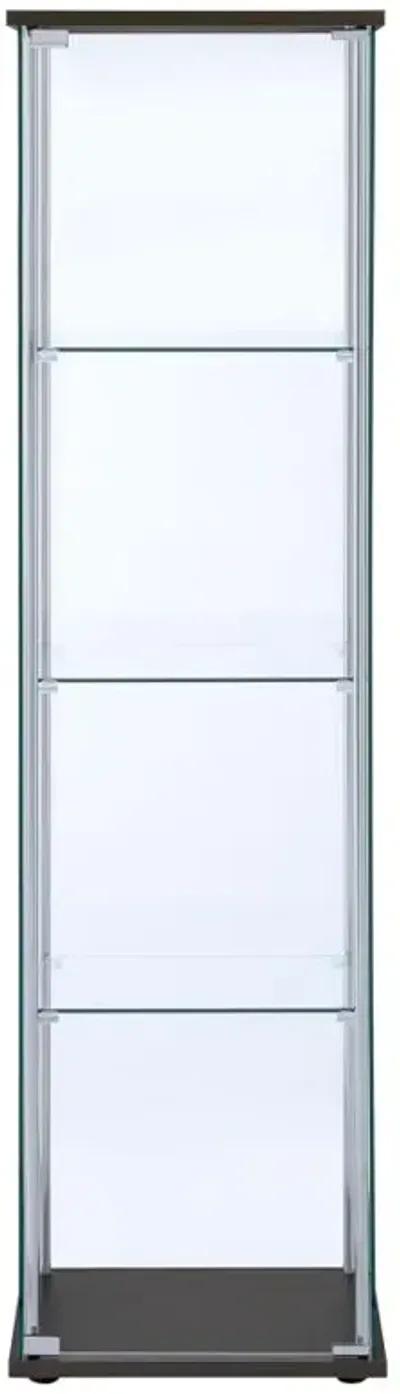 Bellatrix Rectangular 4-shelf Curio Cabinet Cappuccino and Clear