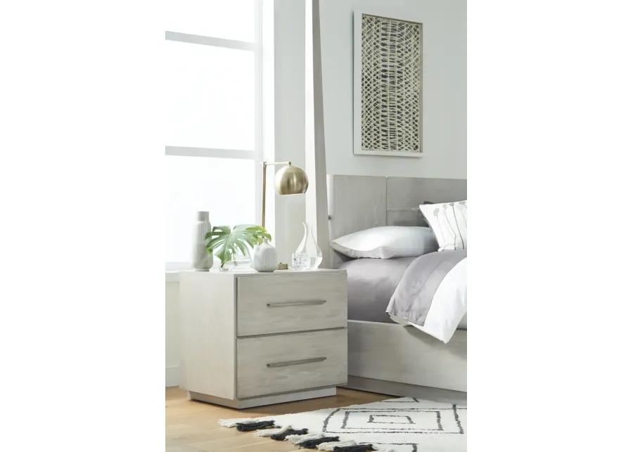 Destination Two Drawer Nightstand in Cotton Grey