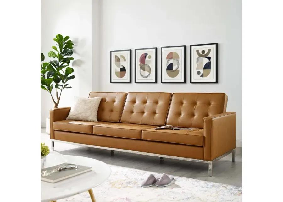 Loft Tufted Upholstered Faux Leather Sofa