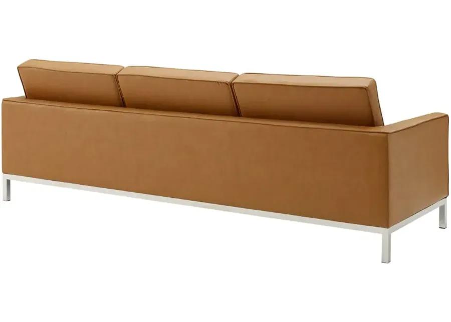 Loft Tufted Upholstered Faux Leather Sofa