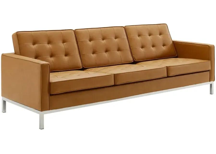 Loft Tufted Upholstered Faux Leather Sofa