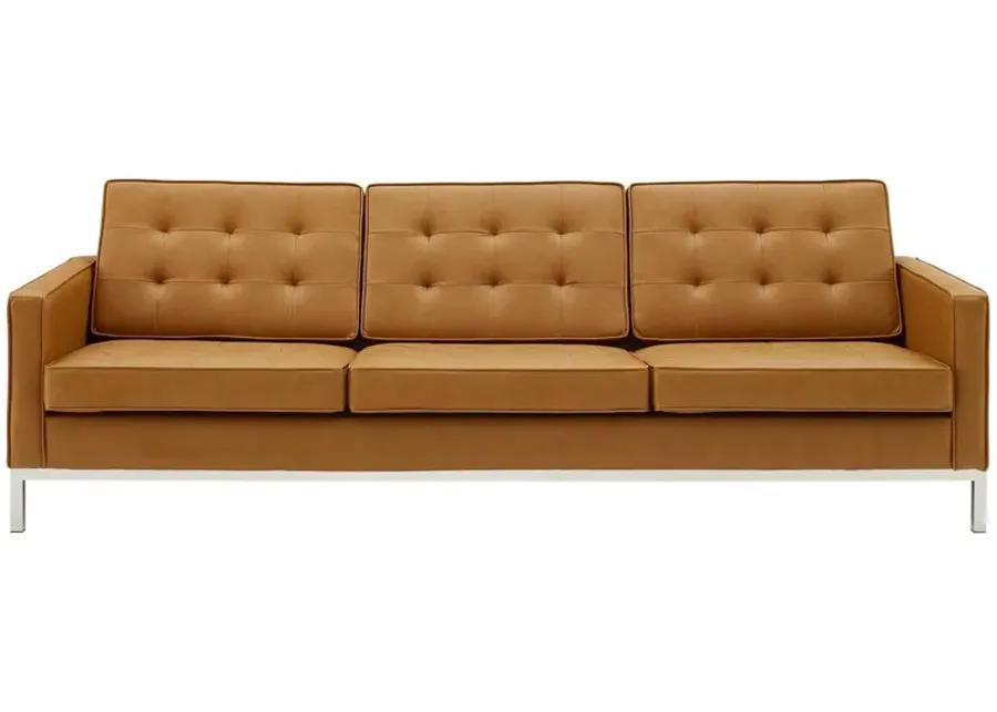 Loft Tufted Upholstered Faux Leather Sofa