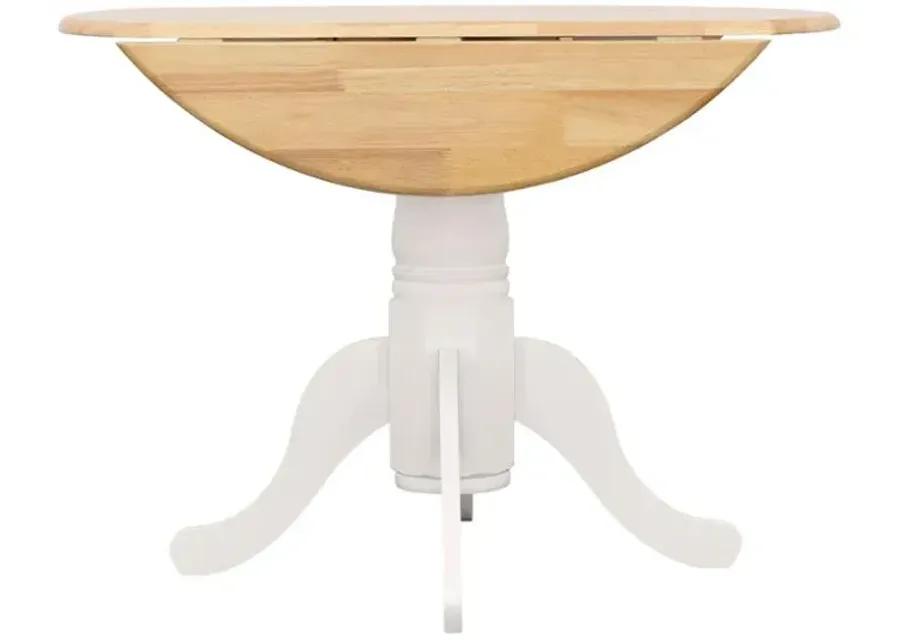 Jazlyn Drop Leaf round Dining Table Natural Brown And White