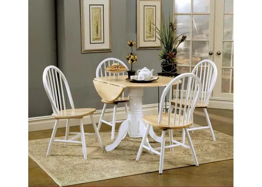 Jazlyn Drop Leaf round Dining Table Natural Brown And White