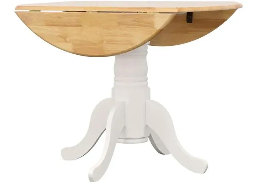 Jazlyn Drop Leaf round Dining Table Natural Brown And White