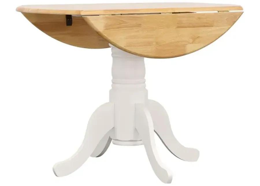 Jazlyn Drop Leaf round Dining Table Natural Brown And White