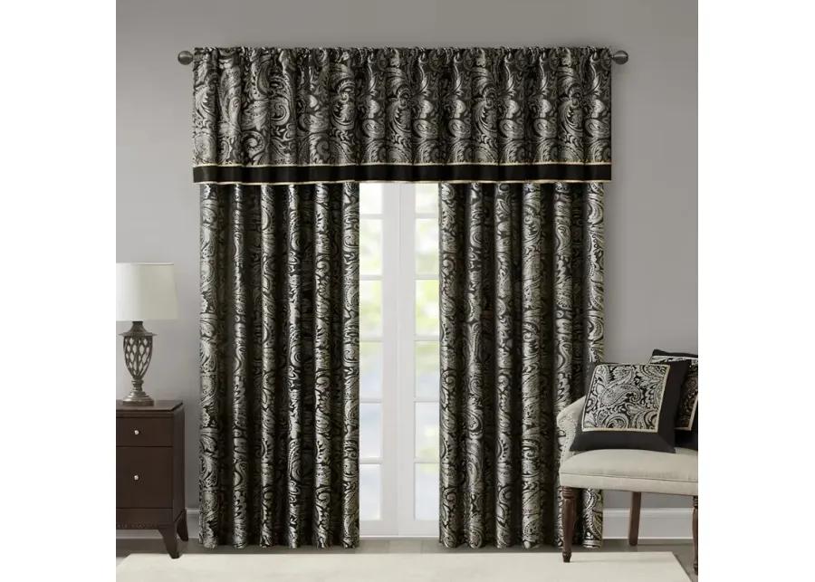 Madison Park Aubrey Black Jacquard Curtain Panel Pair