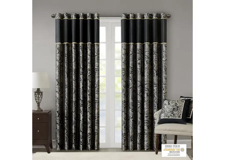 Madison Park Aubrey Black Jacquard Curtain Panel Pair