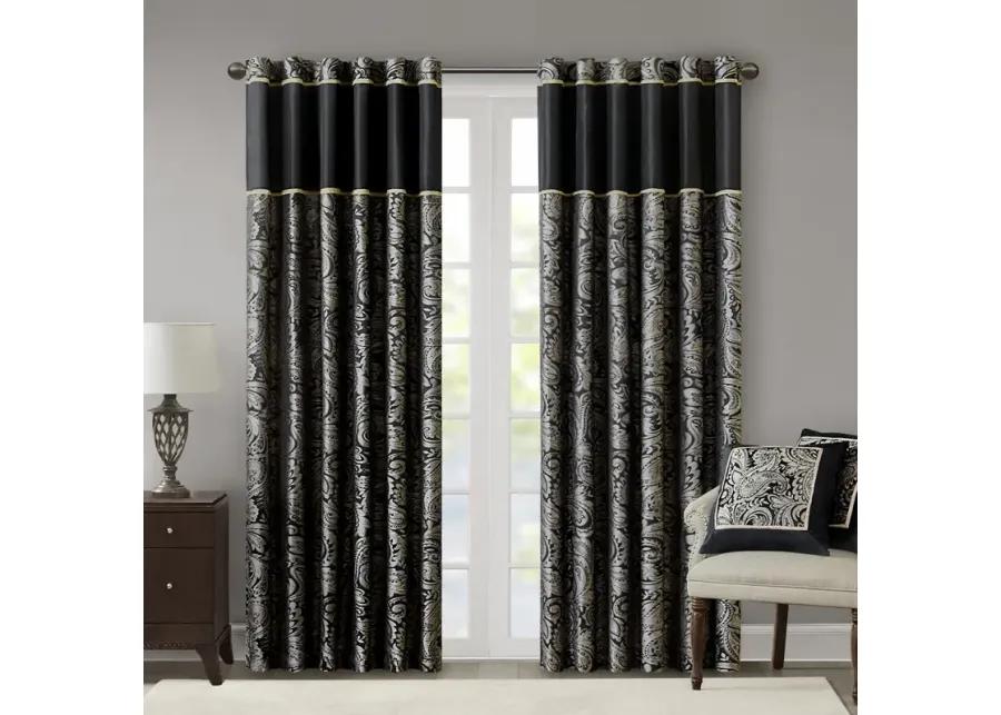 Madison Park Aubrey Black Jacquard Curtain Panel Pair