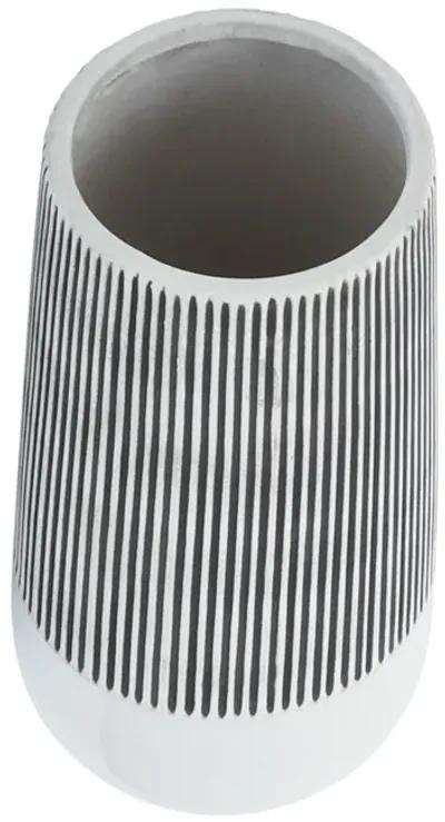 Ceramic,10"h Ridged Vase, Ivory