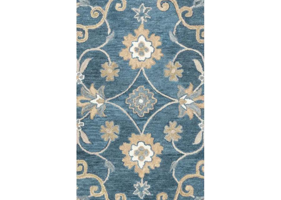 Leone Blue Traditional Motifs  Wool 10' Round Round Rug