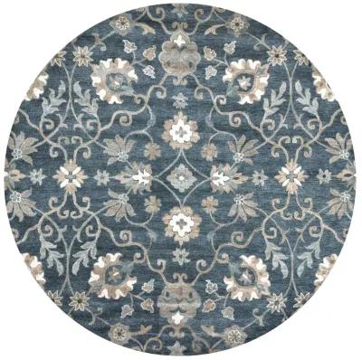 Leone Blue Traditional Motifs  Wool 10' Round Round Rug