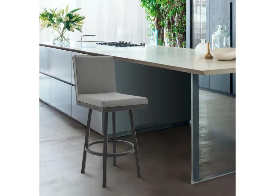 Rochester Swivel Modern Metal and Gray Faux Leather Bar and Counter Stool