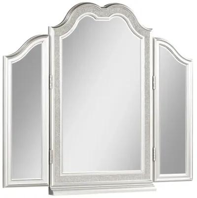 Evangeline 3-piece Vanity Table Set with Tri-Fold Mirror and Stool Silver Oak