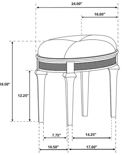 Evangeline 3-piece Vanity Table Set with Tri-Fold Mirror and Stool Silver Oak