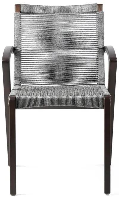 Nabila Outdoor Dark Eucalyptus Wood and Gray Rope Dining Chairs - Set of 2