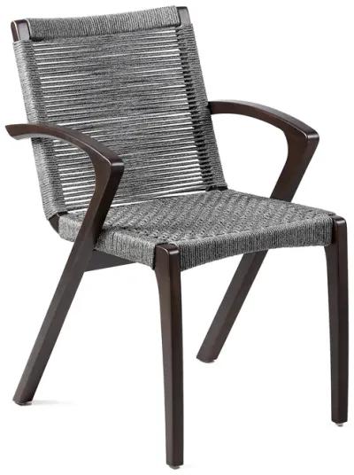 Nabila Outdoor Dark Eucalyptus Wood and Gray Rope Dining Chairs - Set of 2