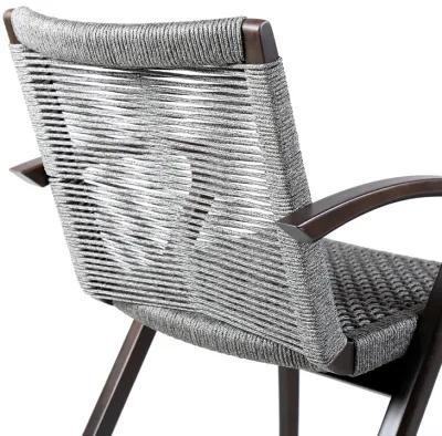 Nabila Outdoor Dark Eucalyptus Wood and Gray Rope Dining Chairs - Set of 2