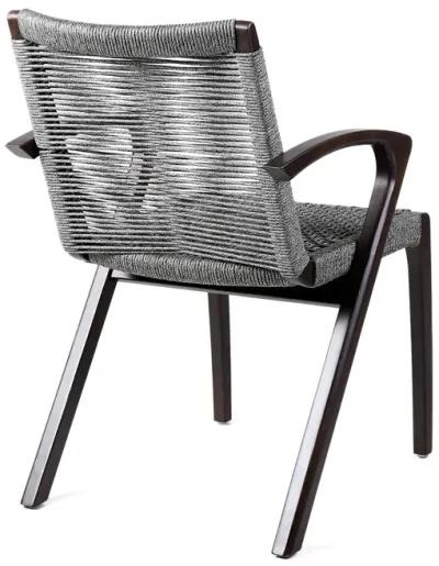 Nabila Outdoor Dark Eucalyptus Wood and Gray Rope Dining Chairs - Set of 2