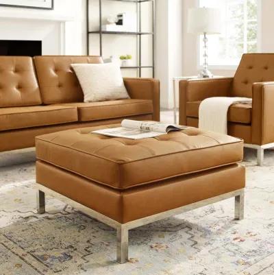 Loft Tufted Upholstered Faux Leather Ottoman