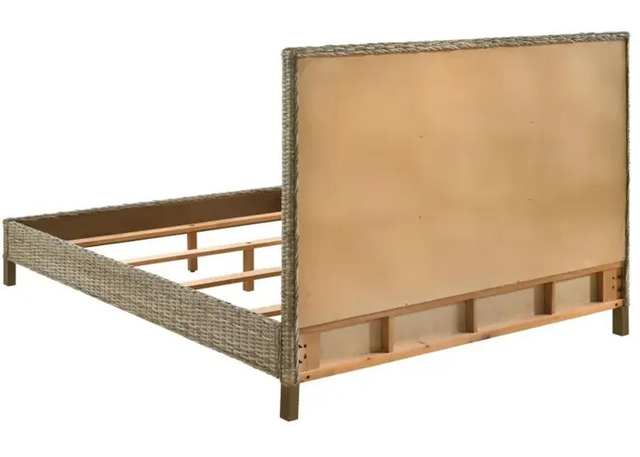 Zyla Woven Rattan California King Panel Bed Kubu Grey