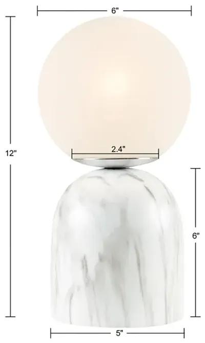 INK+IVY Nelia White Frosted Glass Globe Resin Table Lamp