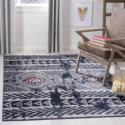 ADIRONDACK Contemporary Navy / Light Grey 3' X 5' Powerloomed Rug