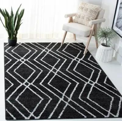 Adirondack Contemporary Black / Light Grey 2'-6" X 8' Powerloomed Rug