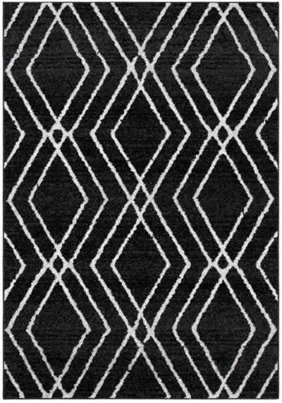 Adirondack Contemporary Black / Light Grey 2'-6" X 8' Powerloomed Rug