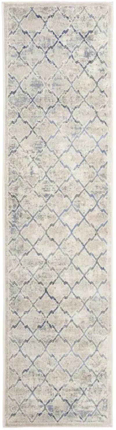 Brentwood 809 Light Grey / Blue 2' X 20' Runner Powerloomed Rug