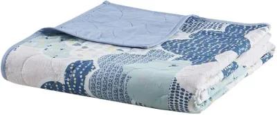 Urban Habitat Kids Cloud Blue Reversible Cotton Quilt Set with Throw Pillows