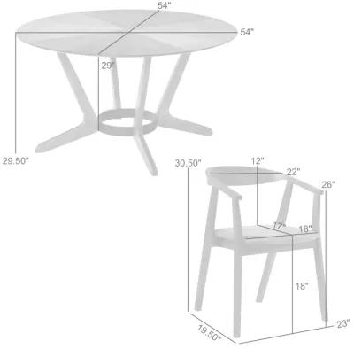 Santana 7 Piece Round Walnut Wood Dining Table Set with Charcoal Fabric