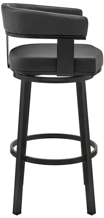 Cohen 26" Counter Height Swivel Bar Stool in Black Finish and Black Faux Leather