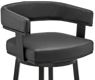 Cohen 26" Counter Height Swivel Bar Stool in Black Finish and Black Faux Leather