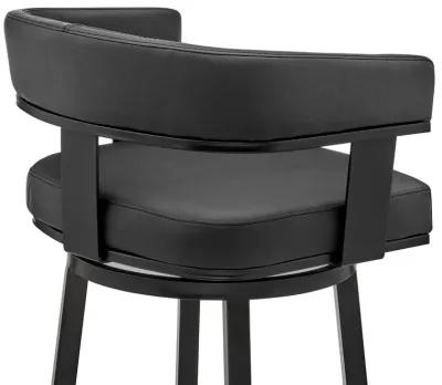 Cohen 26" Counter Height Swivel Bar Stool in Black Finish and Black Faux Leather