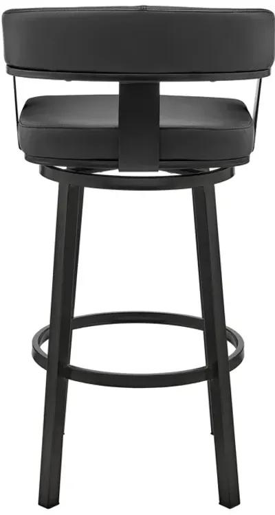 Cohen 26" Counter Height Swivel Bar Stool in Black Finish and Black Faux Leather