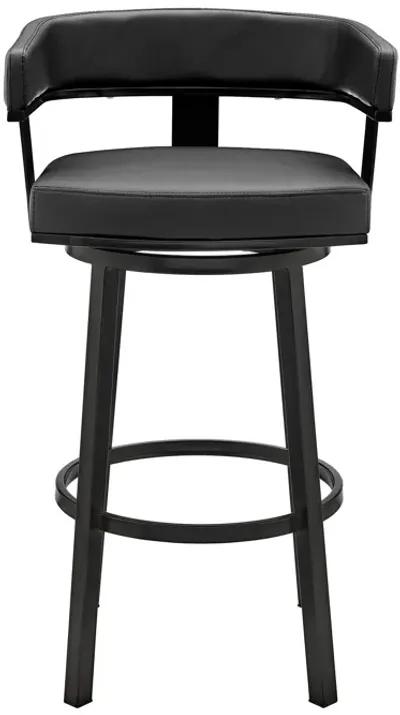 Cohen 26" Counter Height Swivel Bar Stool in Black Finish and Black Faux Leather