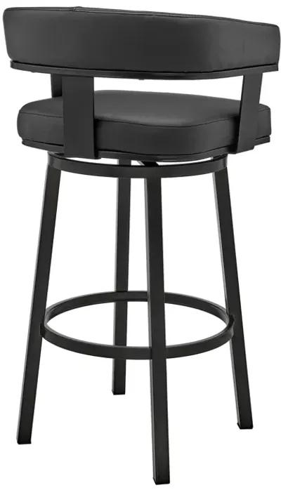 Cohen 26" Counter Height Swivel Bar Stool in Black Finish and Black Faux Leather