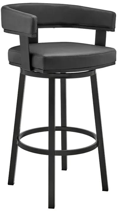 Cohen 26" Counter Height Swivel Bar Stool in Black Finish and Black Faux Leather