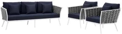 Stance 3 Piece Outdoor Patio Aluminum Sectional Sofa Set